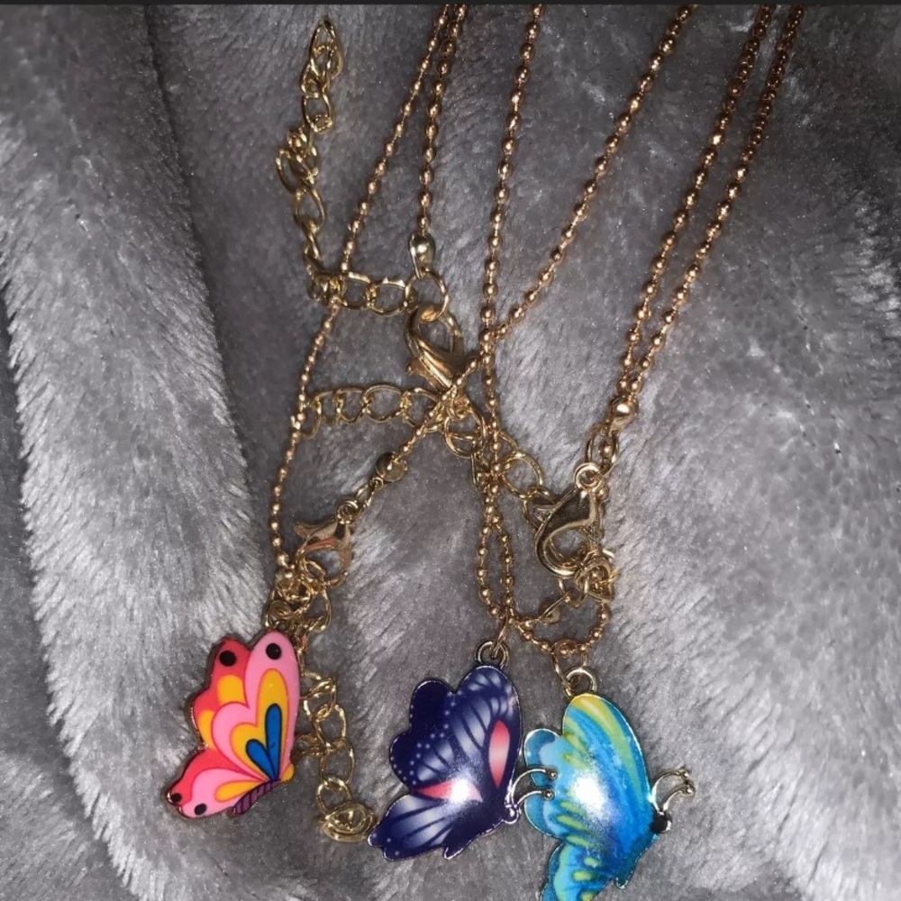 Butterfly Colored Necklaces 3 Pieces
